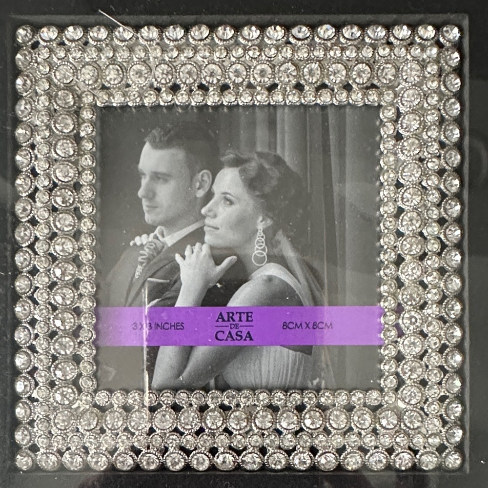Arte de Casa Photo Frame Set of 3 Assorted With Crystal Jewel Border Brand New - Picture 2 of 7